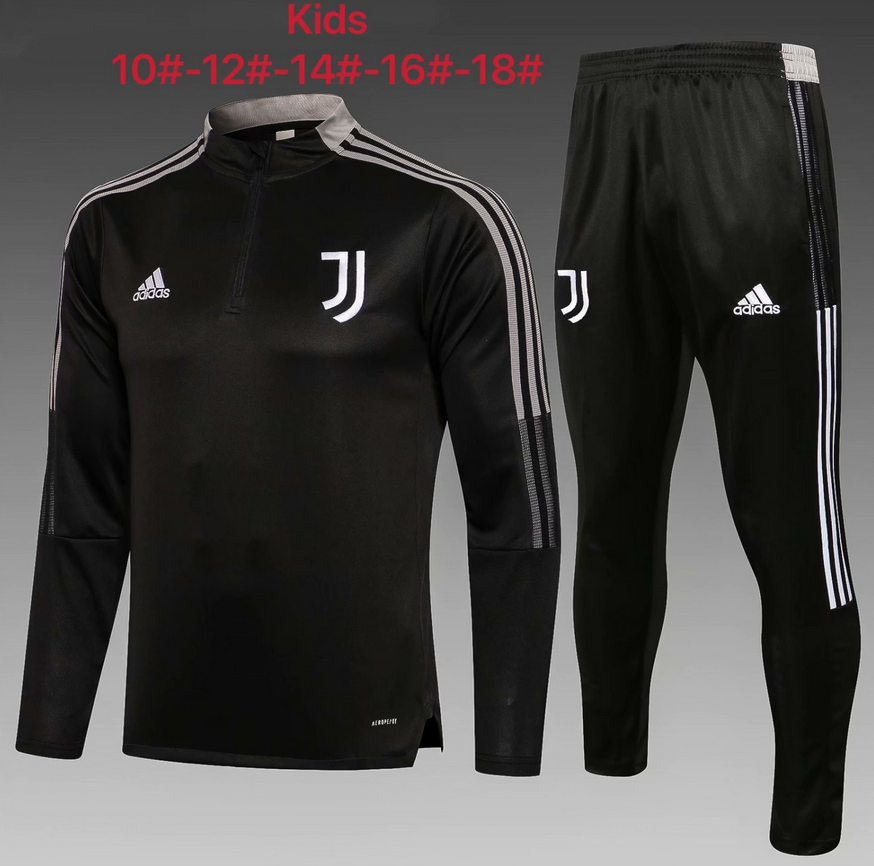 2021/22 Juventus Kids Black Sweatshirt and Pants Youth Training Kits